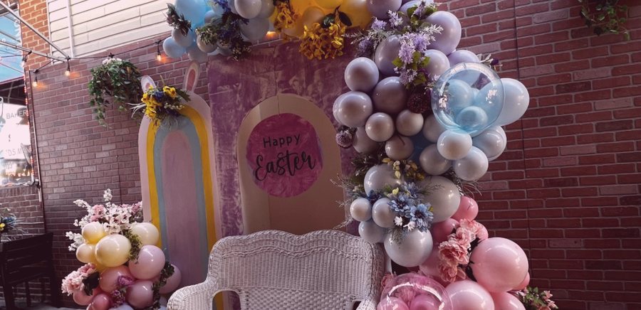 Balloon backdrop and event decor styling