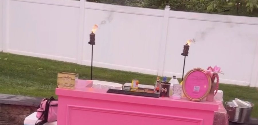 Pretty Pink mobile bar set up outdoors